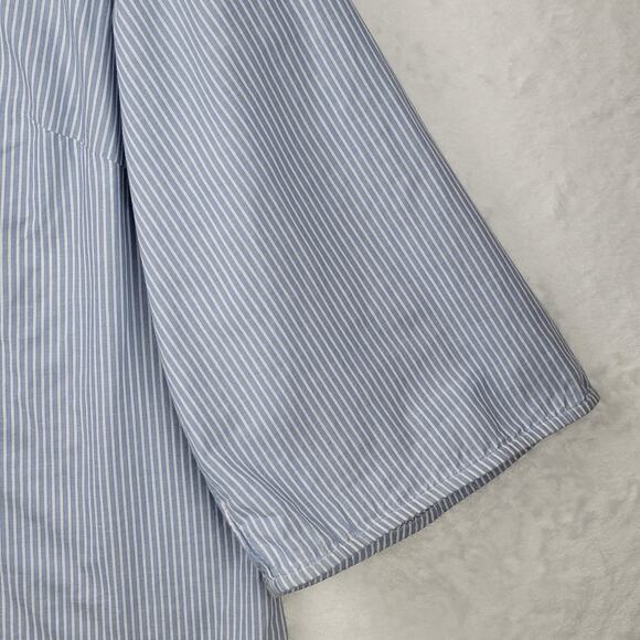 2X Tunic Boho Red Embroidery Pullover Top 3/4 Sleeve Blue White Stripe Casual - Picture 4 of 13